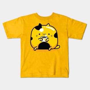 yellow cat coffee lover profession Kids T-Shirt